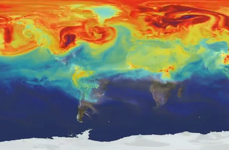  Videoclip produs de NASA despre emisiile de dioxid de carbon de pe Terra