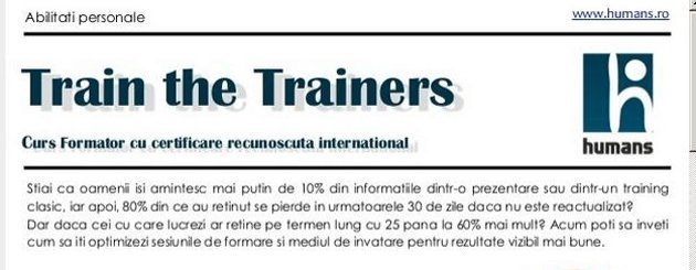  Train the Trainers Curs Formator cu certificare recunoscuta international
