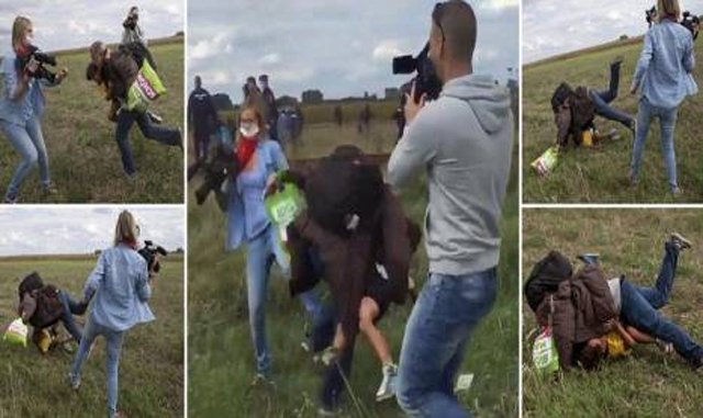  VIDEO: O jurnalista din Ungaria a lovit cu piciorul imigranti, inclusiv copii