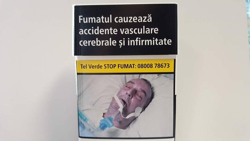 Caz incredibil: Poza unui român în comă se află pe pachetele de ţigări