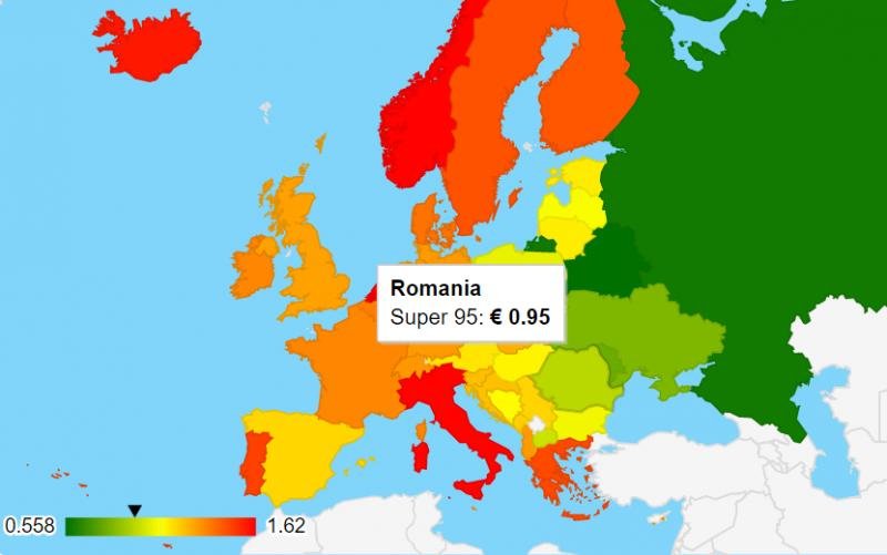  HARTA PREȚURILOR la combustibil în Europa. Ce loc ocupă România după scumpiri