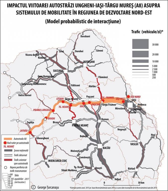  HARTĂ: Impactul viitoarei autostrăzi A8 asupra sistemului de mobilitate din regiunea nord-est