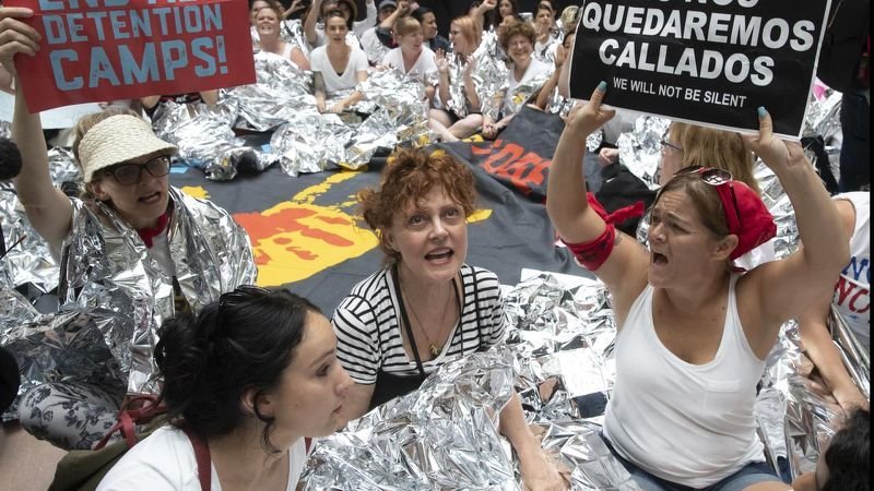  Actriţa Susan Sarandon  (71 de ani), arestată la un miting anti-Trump