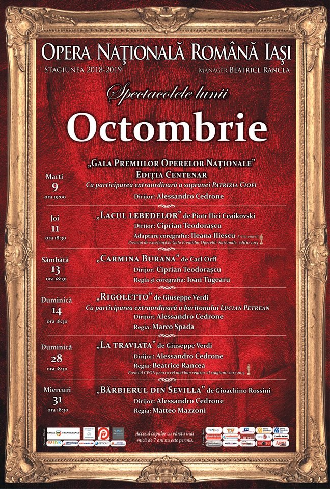  Biletele pentru spectacolele lunii octombrie de la Operă au fost puse în vânzare
