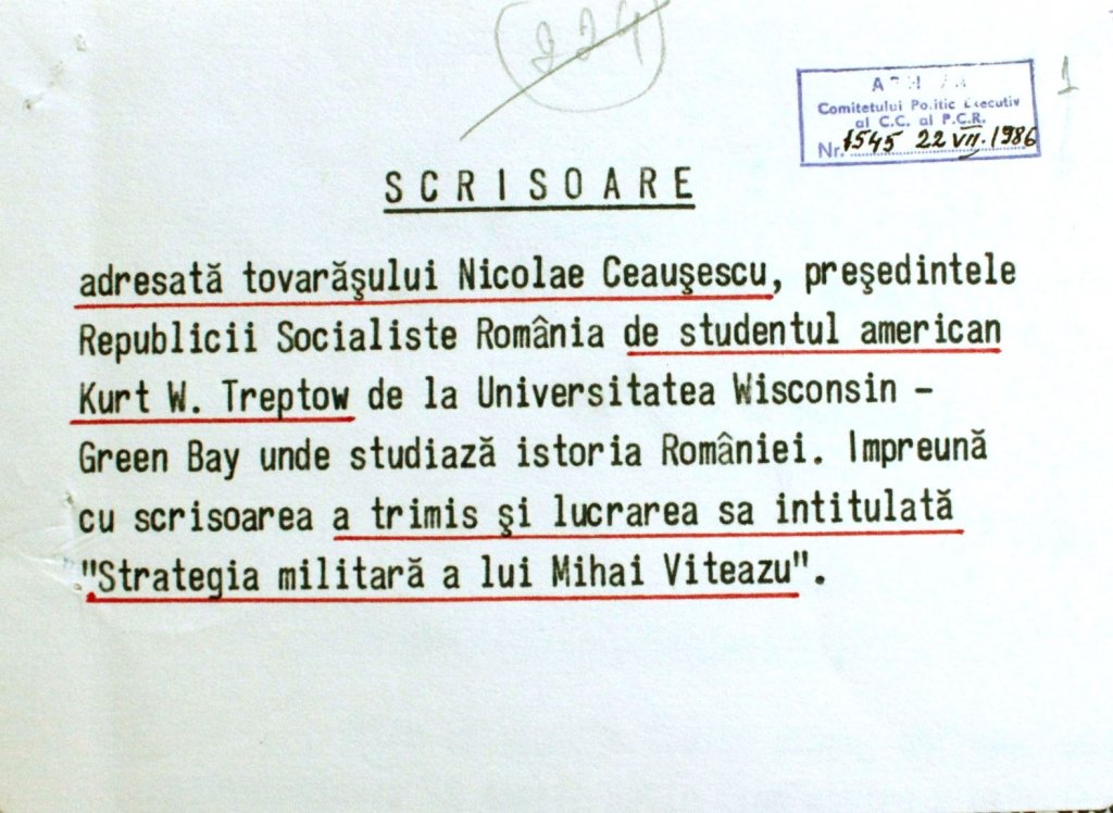  Scrisoarea pedofilului Treptow către „marele conducător” Ceauşescu