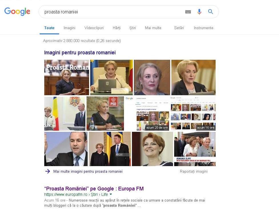  Ce fotografii afişează google când este căutată expresia „proasta României”