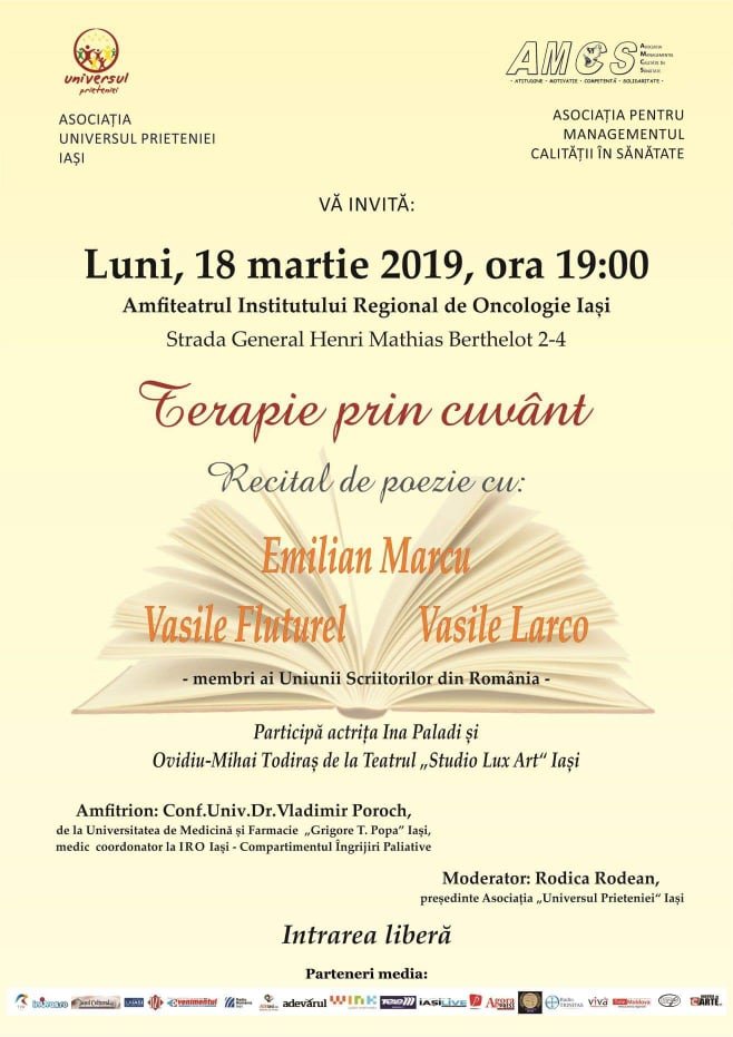 Eveniment de suflet la Institutul Regional de Oncologie Iași: recital de poezie