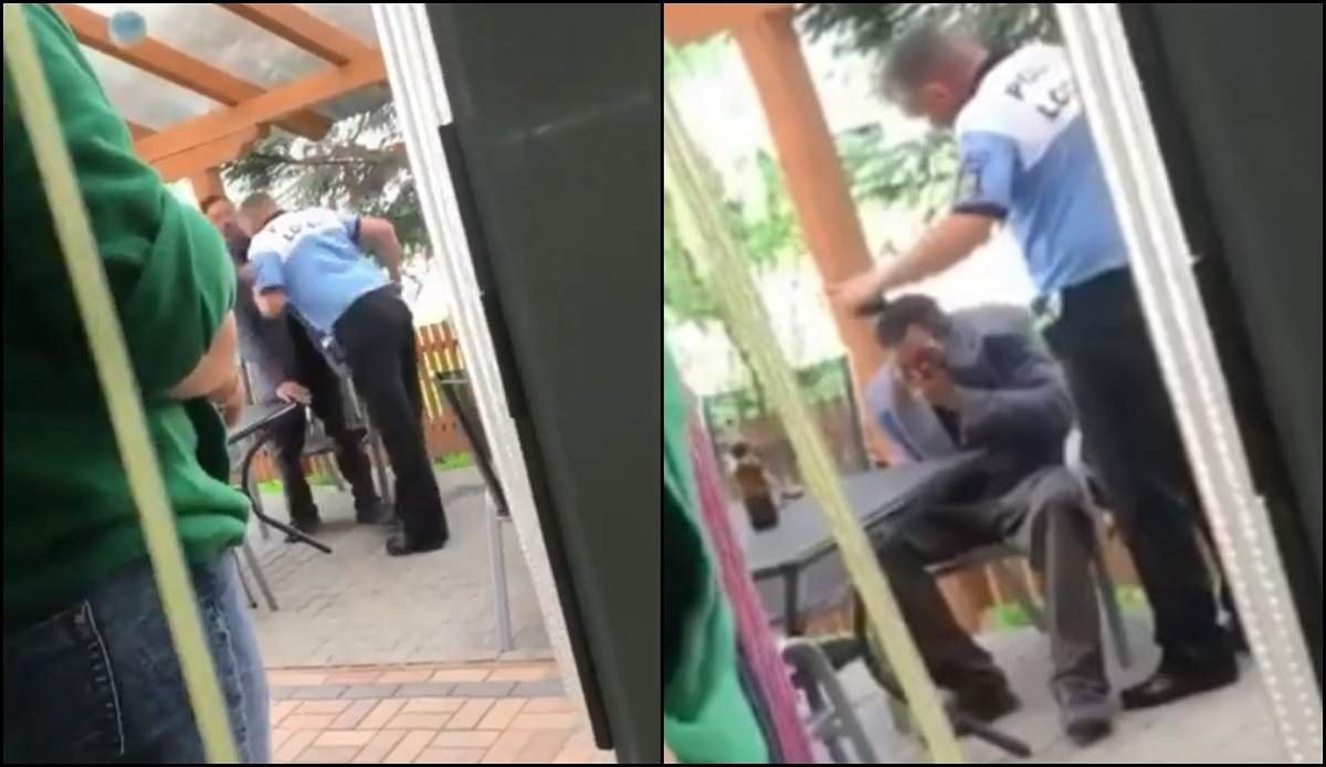  VIDEO: Polițist filmat când lovește cu capul în gură un cerșetor