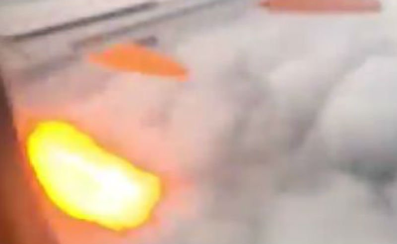  VIDEO Momentul în care motorul unui avion scoate flăcări, în urma impactului cu mai multe păsări