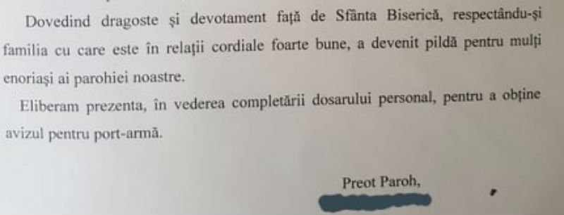  Un preot din Iași eliberează ”binecuvântări” pentru permise de port-armă