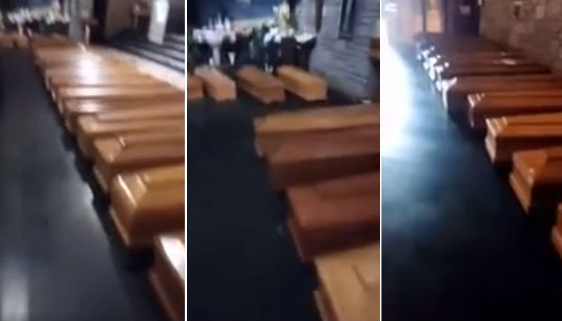  VIDEO: Imagini groaznice cu parada sicriilor în Italia. Zeci de morți în biserici