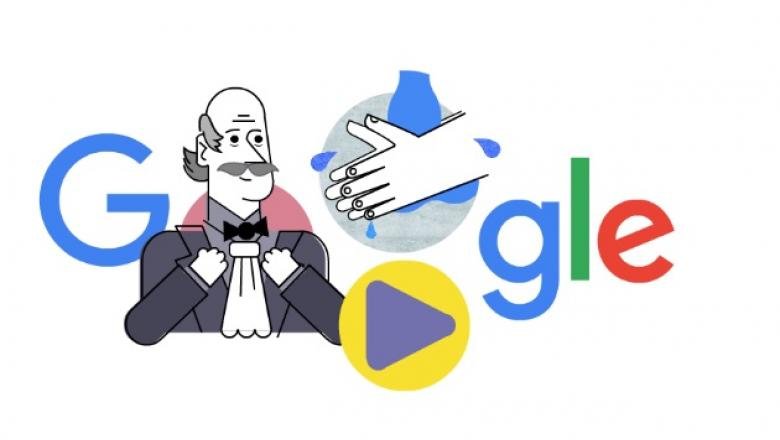  Google doodle dedicat medicului Ignaz Semmelweis, care ne-a învățat să ne spălăm mâinile