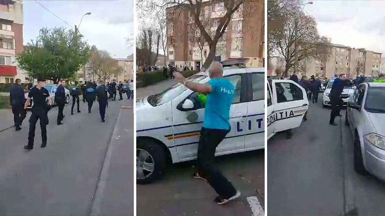  VIDEO: Confruntare violentă între polițiști și hunedorenii care au ieșit cu zecile din case într-un cartier