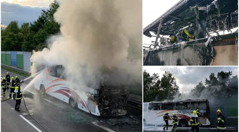  Autocar cu români, mistuit de flăcări pe o autostradă în apropiere de Viena
