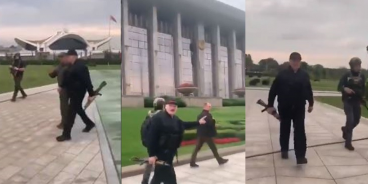  VIDEO: Ultimul dictator al Europei, filmat cu vestă antiglonţ şi cu o armă automată în mână. Lukaşenko, în drum spre reședința sa