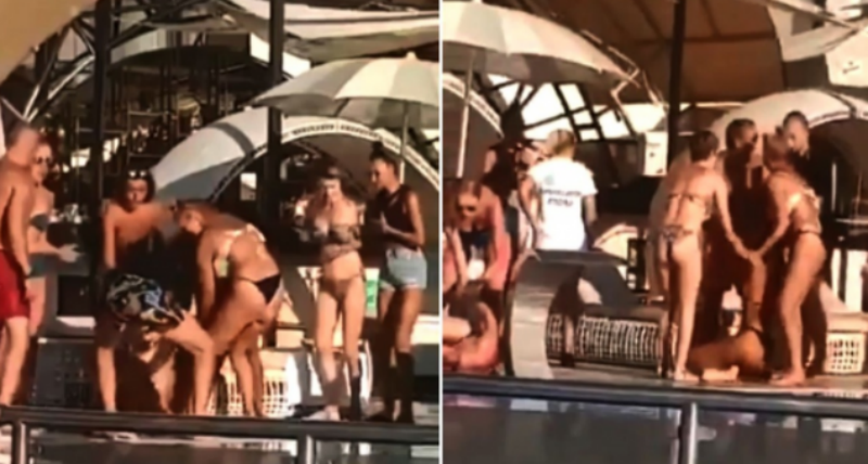  VIDEO: Bătaie cu pumni și picioare între două tinere venite la o piscină de lux