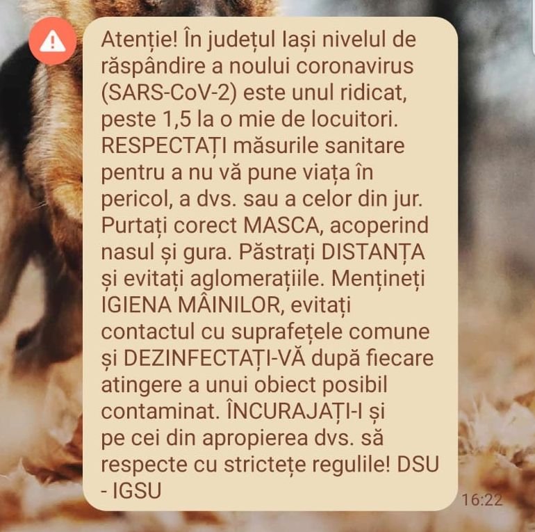  Mesaj RO Alert în Iaşi, Bucureşti şi în alte şase judeţe, după creşterea ratei de infectare Covid