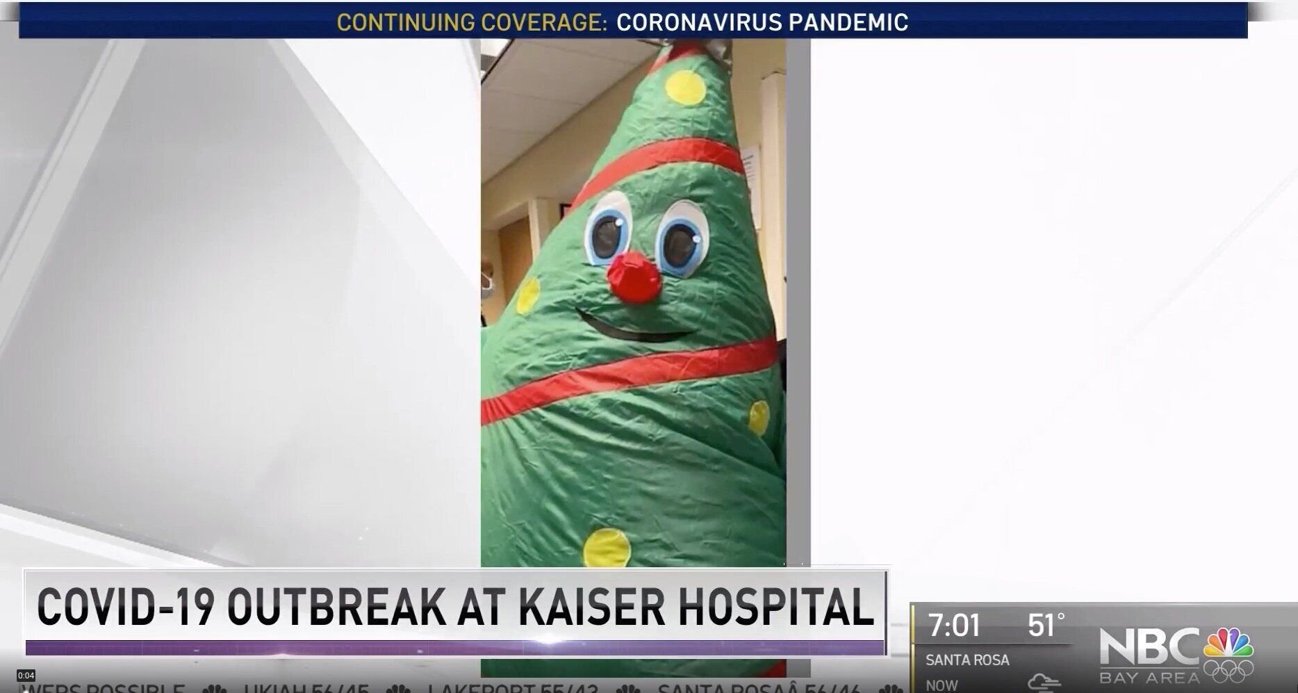  Un costum gonflabil sub formă de brăduț ar fi răspândit coronavirusul într-un spital