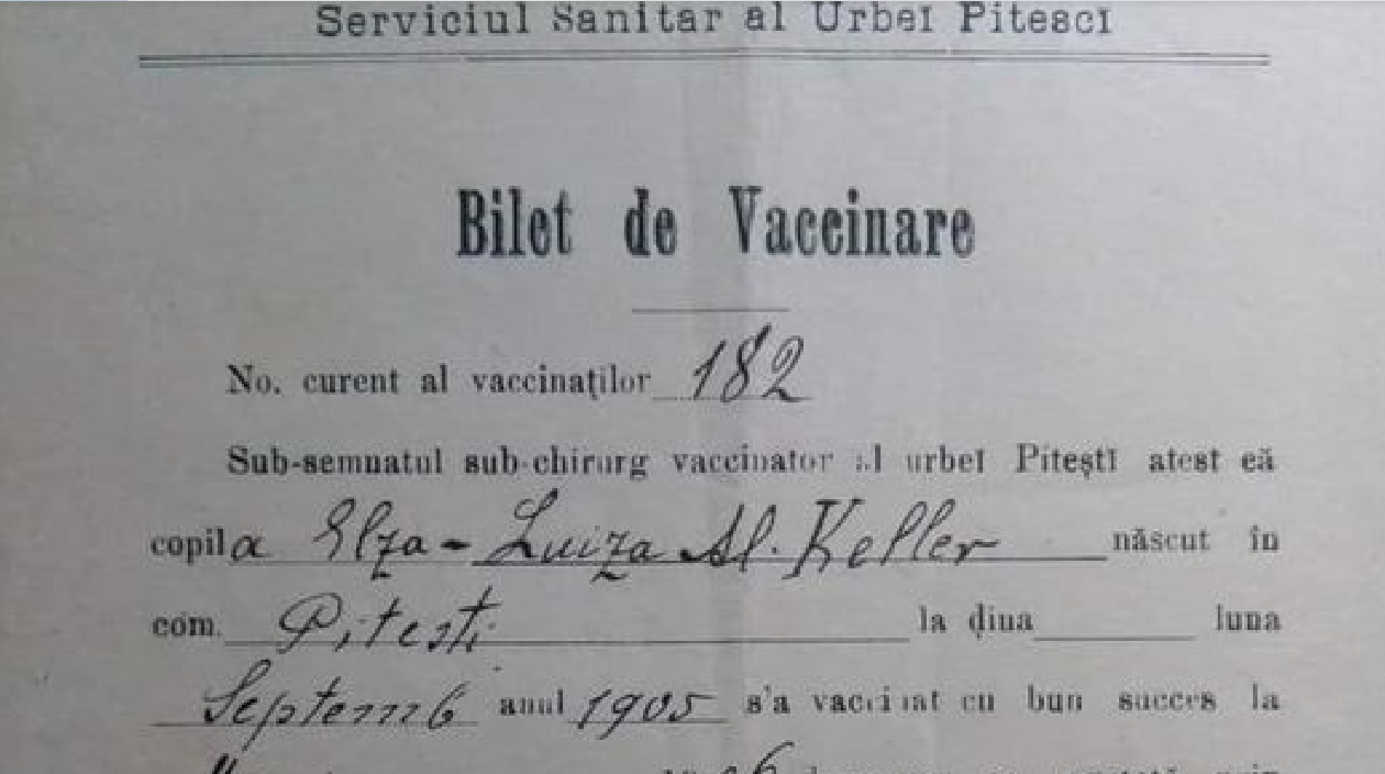  Așa arată o adeverință de vaccin emisă la începutul secolului trecut