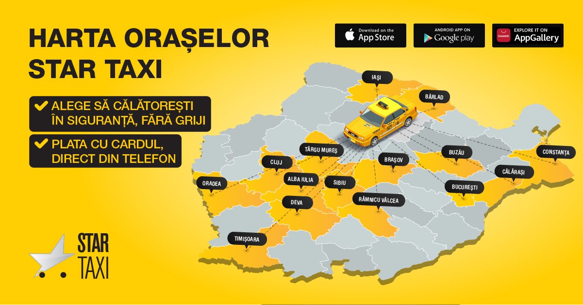 Descoperă harta orașelor Star Taxi și bucură-te de călătorii rapide și comode