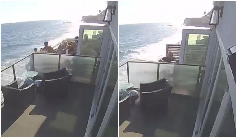  (VIDEO) Un balcon plin cu oameni a căzut în gol, iar apoi s-a prăbușit pe stâncile aflate sub el