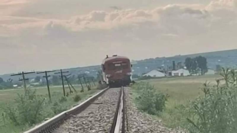  Trenul Interregio Iaşi-Dorohoi, deraiat pe un câmp din Botoșani după ce o vacă a sărit pe șine