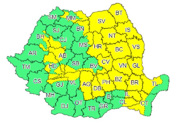  Cod galben la Iași până la miezul nopții. Vor fi ploi torențiale și vijelii