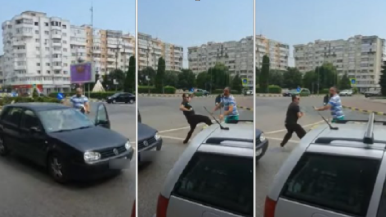  VIDEO Doi şoferi s-au luat la bătaie cu pumnii şi picioarele pe o stradă aglomerată din Suceava
