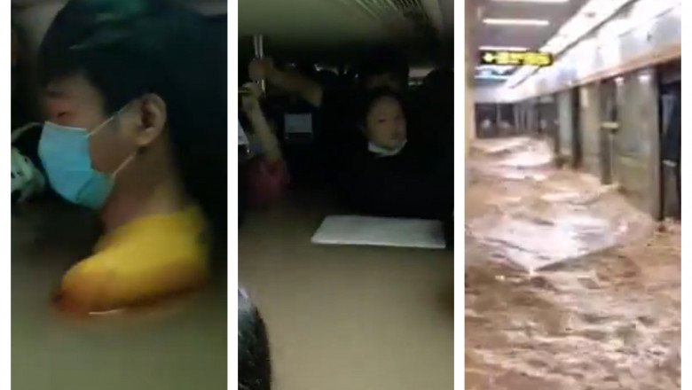  China: Inundații la metrou. 25 de morți, trenuri tăiate, oameni în apă până la umeri