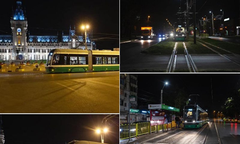  FOTO Tramvaiele noi PESA, plimbate pe întuneric la Iași