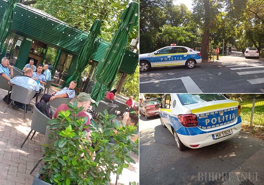  FOTO Patru polițiști și-au lăsat mașinile de serviciu în parc ca să stea la o terasă