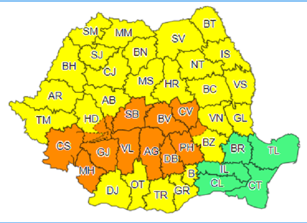  Cod galben de ploi în Iași și în multe alte județe pe tot parcursul weekend-ului