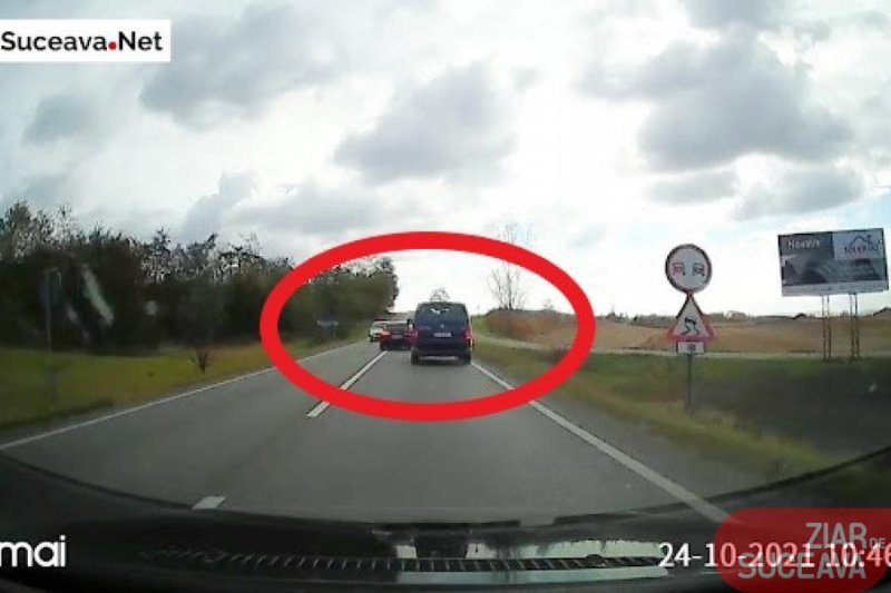  VIDEO Un șofer kamikaze, cât pe ce să provoace o tragedie pe șoselele sucevene