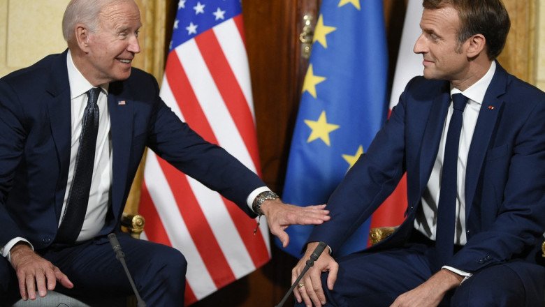  Reconciliere între Joe Biden și Emmanuel Macron, afișată la Roma