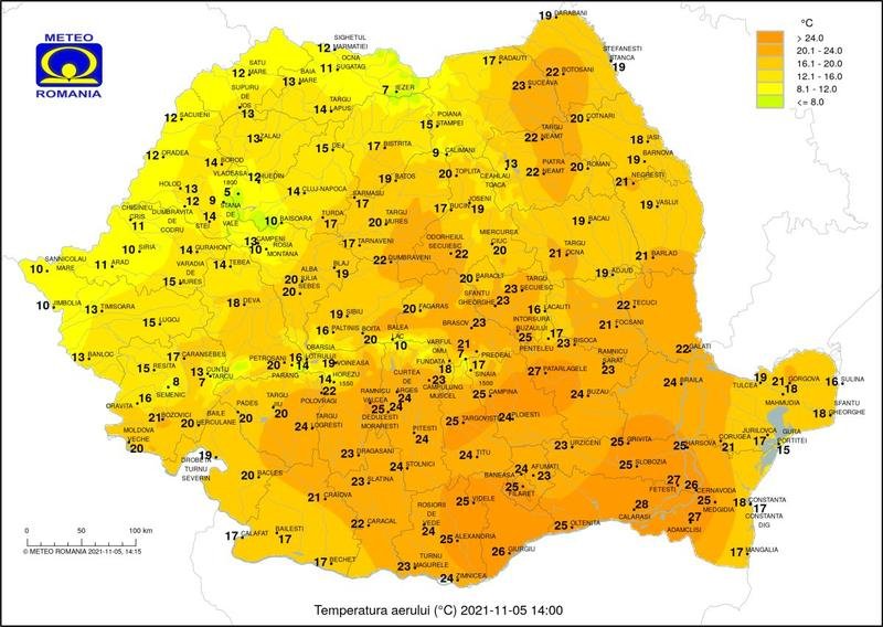  Vară în noiembrie: 28 de grade azi în România. La Iaşi, recordul este de 29 de grade