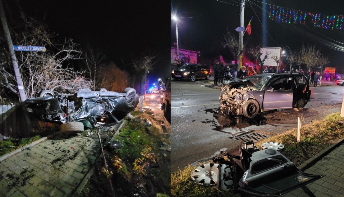  FOTO – Un tânăr de 19 ani aflat la volanul unui BMW a provocat un accident cu patru victime în Hârlău
