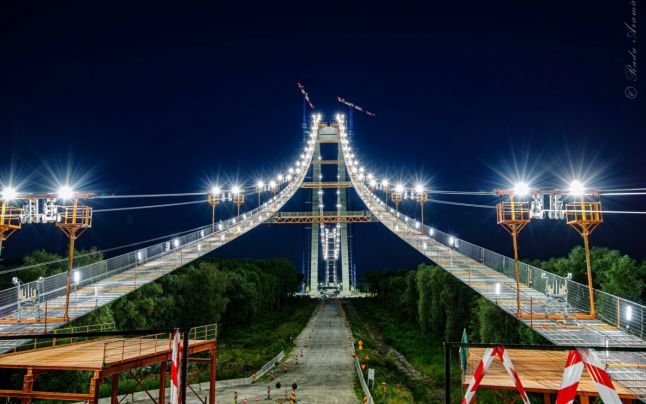  VIDEO: Cum arată podul de la Brăila, după ce s-a finalizat una dintre cele mai importante etape ale construirii