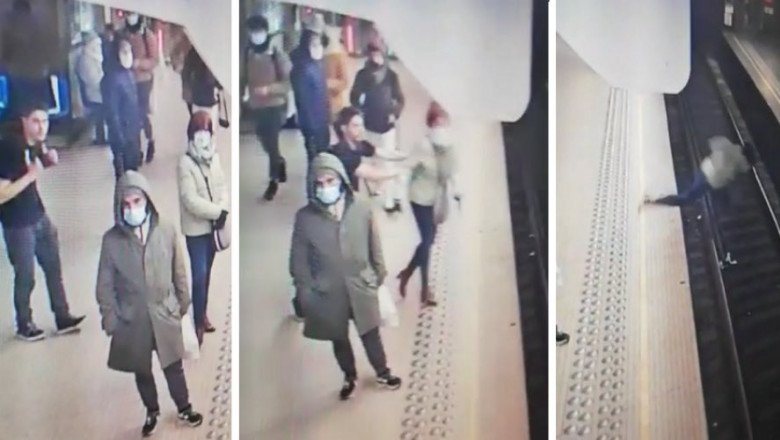  VIDEO: Imagini șocante cu un bărbat care o împinge pe o femeie în fața metroului