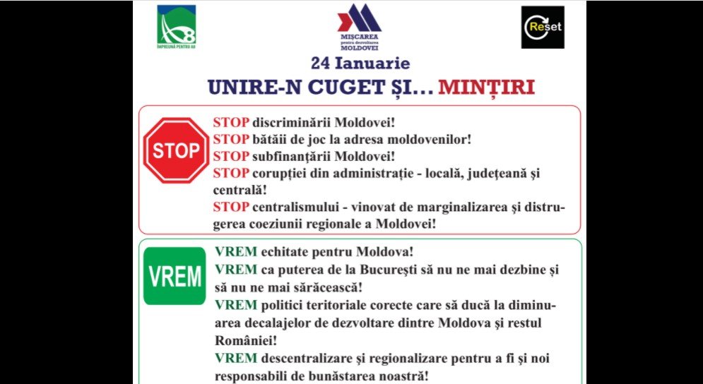  Mesaj împotriva discrimării economice şi politice a zonei Moldovei