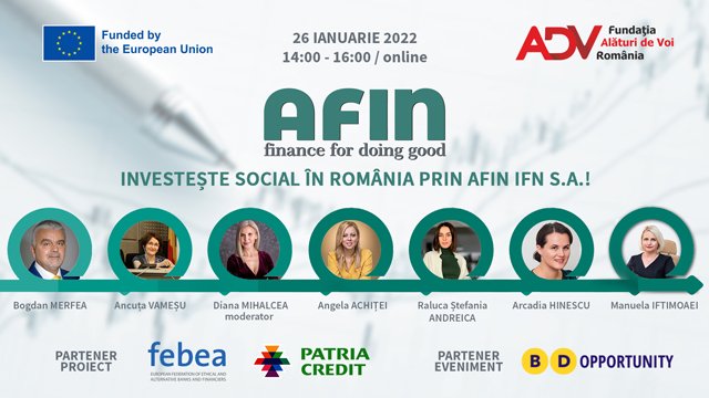  Investește social în România devenind acționar fondator AFIN IFN SA (P)