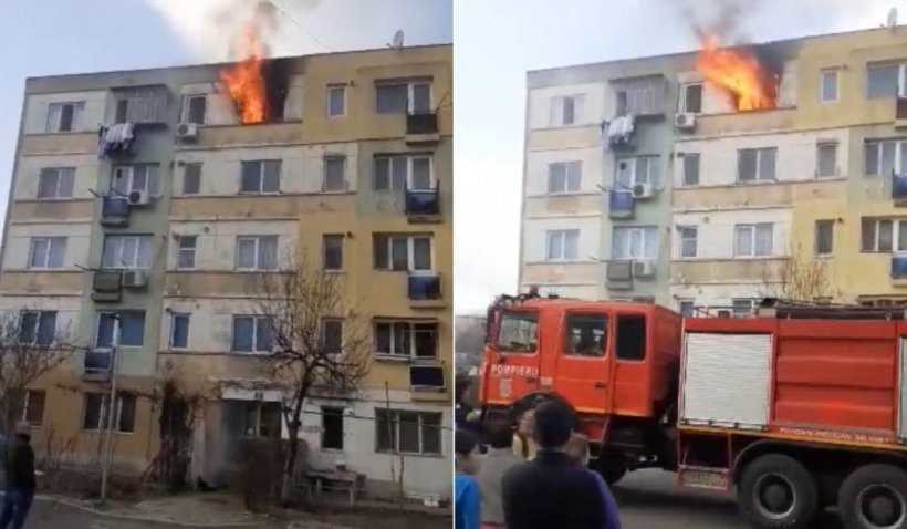  VIDEO: Au dat foc la bloc după ce au făcut grătar în apartament, la Tecuci