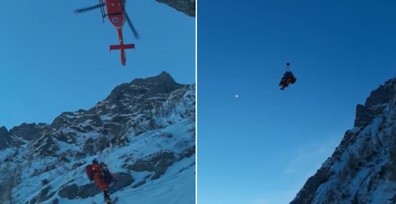  VIDEO: Intervenție Salvamont spectaculoasă pentru recuperarea unui turist căzut 250 de metri în munți