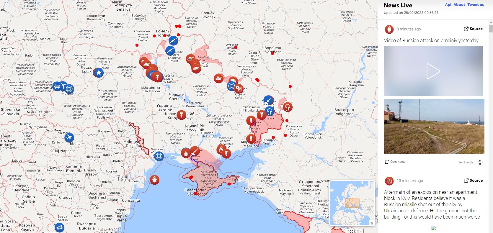  HARTĂ: Cât de mult a înaintat Rusia în Ucraina. Unde au avut loc bombardamente