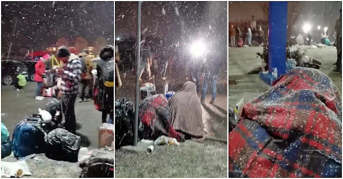  VIDEO: Refugiații din vama Siret au înaintat pe timpul nopții prin ninsoare