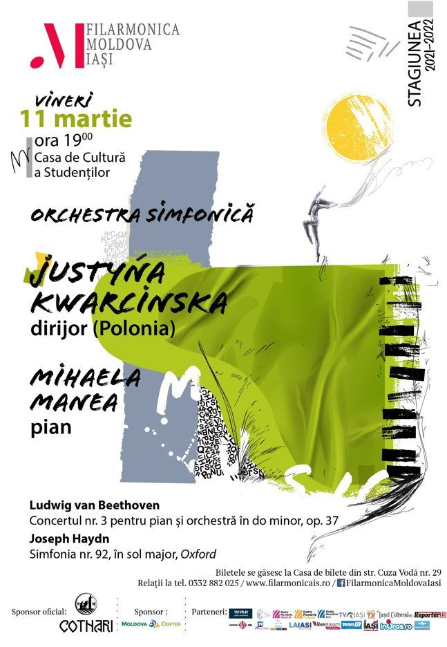 Concert simfonic dirijat de Justyna Kwarcinska, vineri, la Filarmonica din Iași