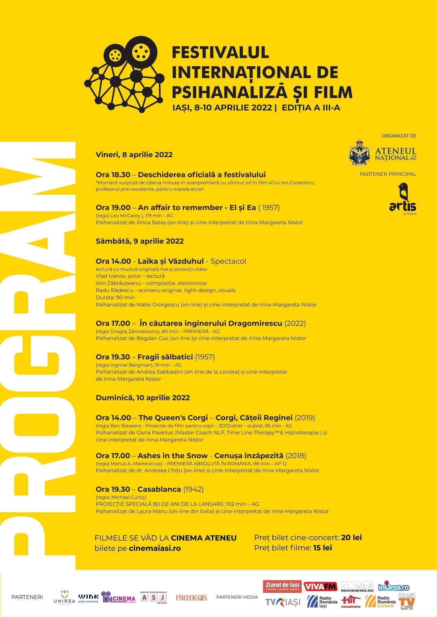 Festival Internaţional de Psihanaliză şi Film, ediţia a III-a, la Ateneu