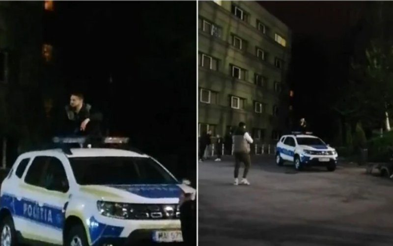  VIDEO: Teribilistul care tropăia pe mașina Poliției a fost încătușat