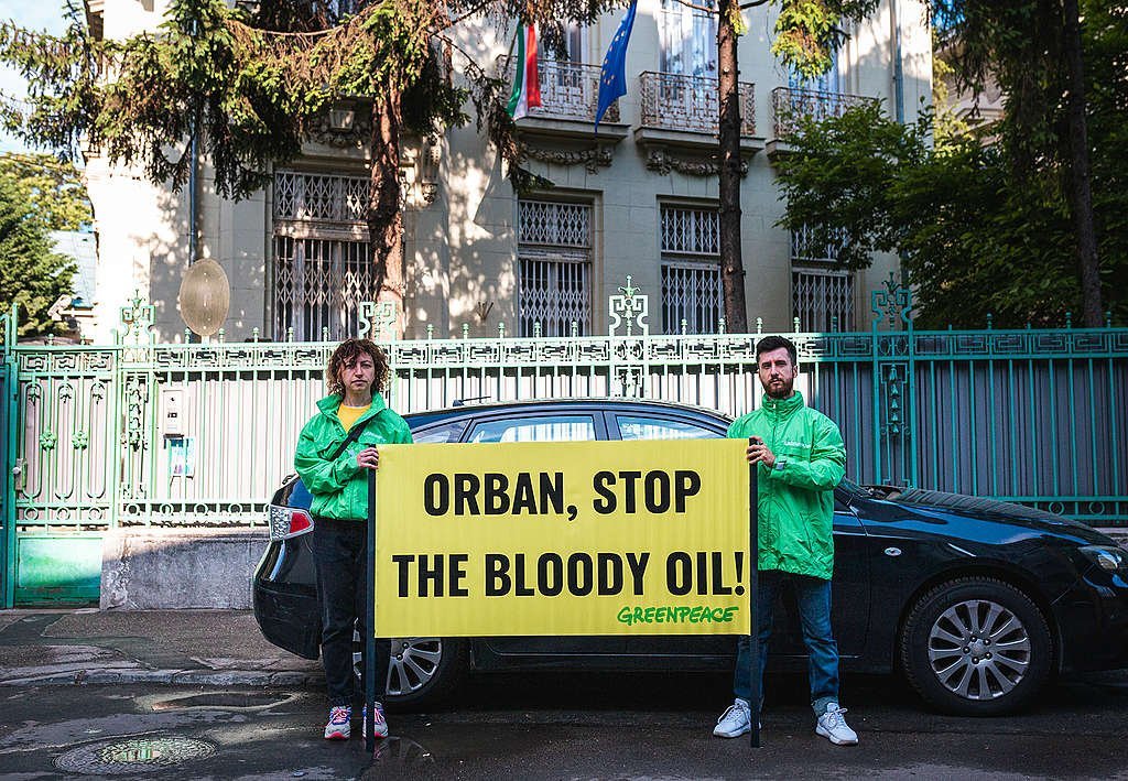  Protest al activiştilor Greenpeace la Ambasada Ungariei la Bucureşti