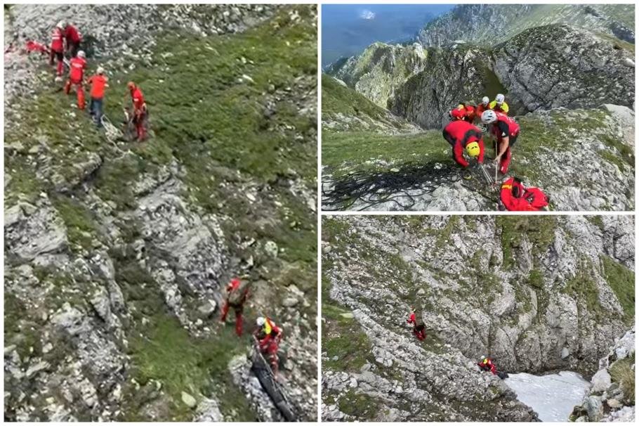  VIDEO Operațiune dificilă de recuperare a turistului omorât  de fulger în Munţii Bucegi. Bărbatul rămăsese în urmă, să facă poze