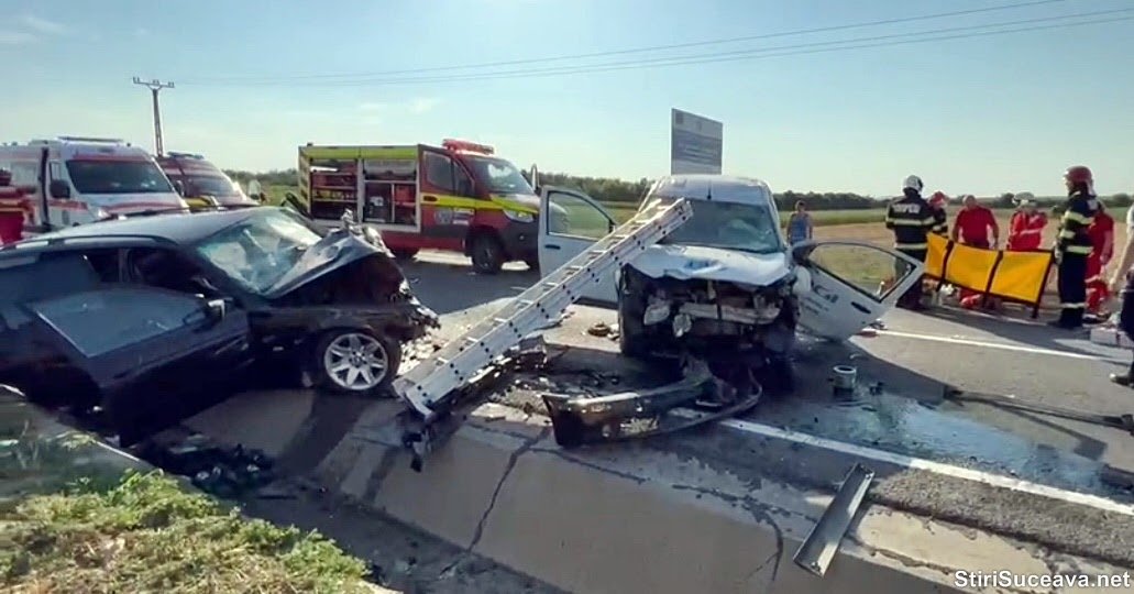  VIDEO Cumplitul accident cu un mort și patru răniți, de la Dumbrăveni (Suceava), provocat de un șofer de la Digi care a intrat pe contrasens